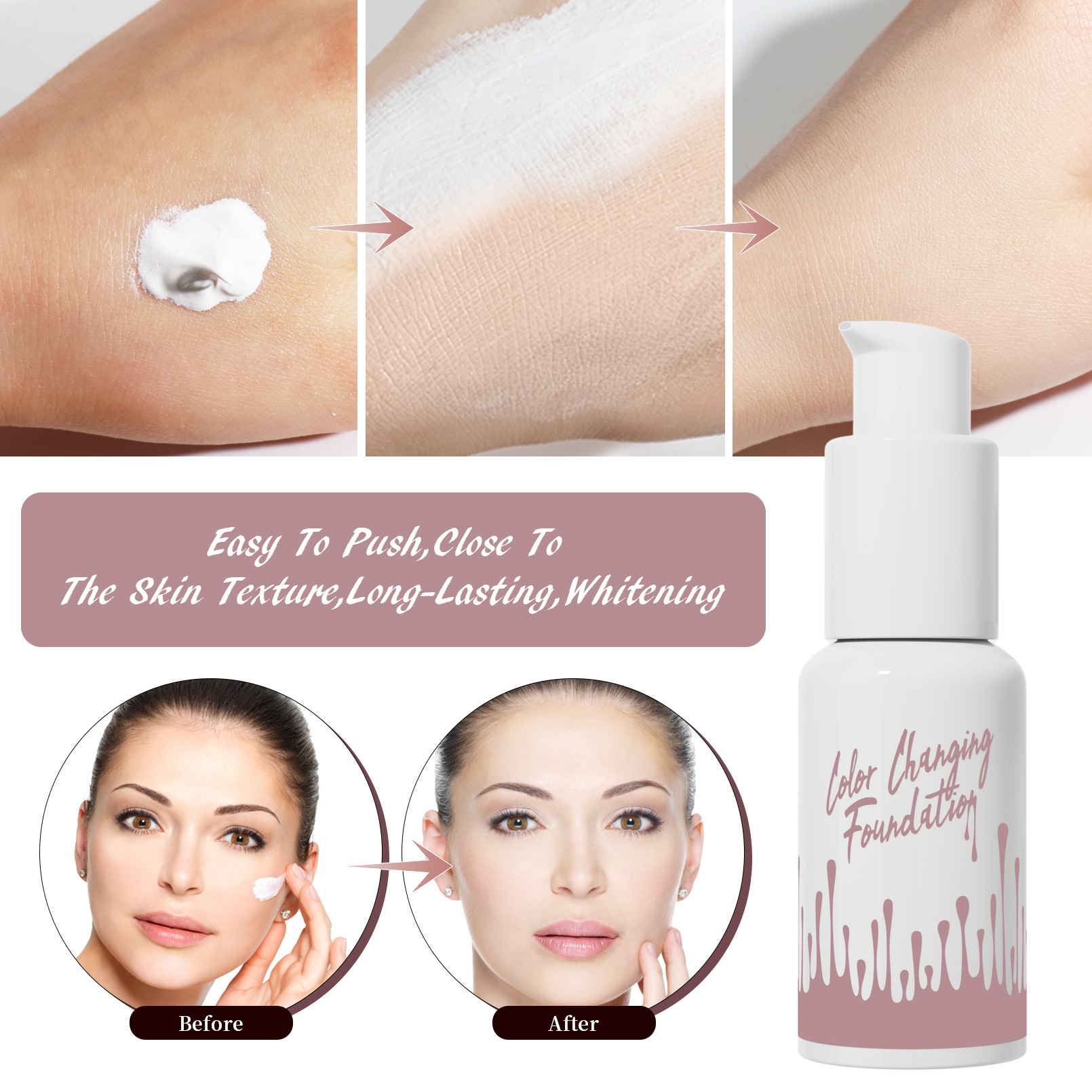 HelloKiss Foundation - Waterproof, Concealing, Natural, Long-Lasting, Hydrating, Lightweight, Moisturizing Foundation Cream view 3