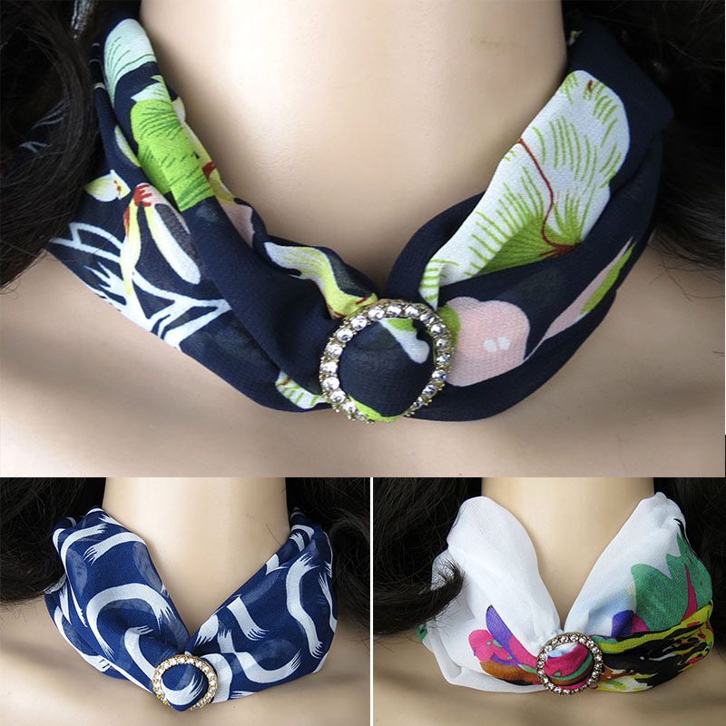 Alloy jewelry scarf printed chiffon necklace clavicle scarf