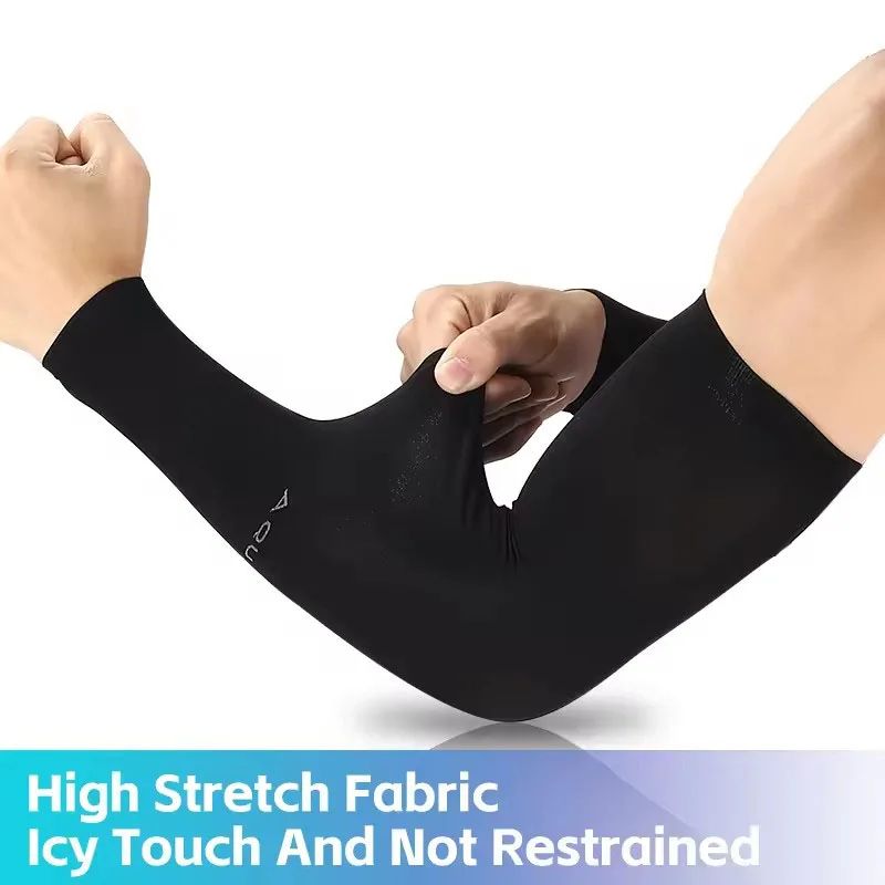 Men's Summer Sports Arm Protection UV Protection Sun Shading Ice Silk Cycling Ice Sleeves Outdoor Running Fitness Arm Cover