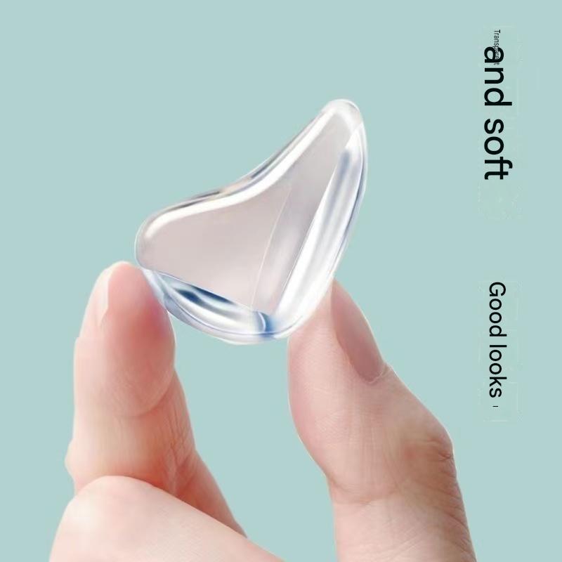 Thickened, transparent silicone corner guards for child safety—anti-collision pads to protect babies from sharp table corners.