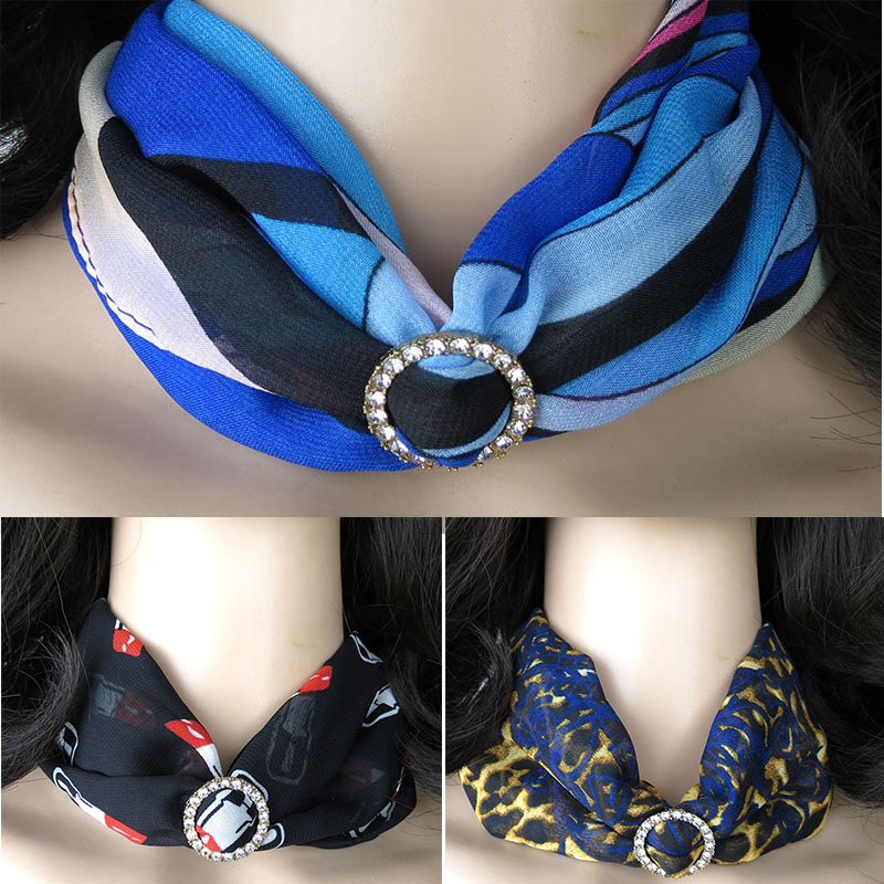 Alloy jewelry scarf printed chiffon necklace clavicle scarf