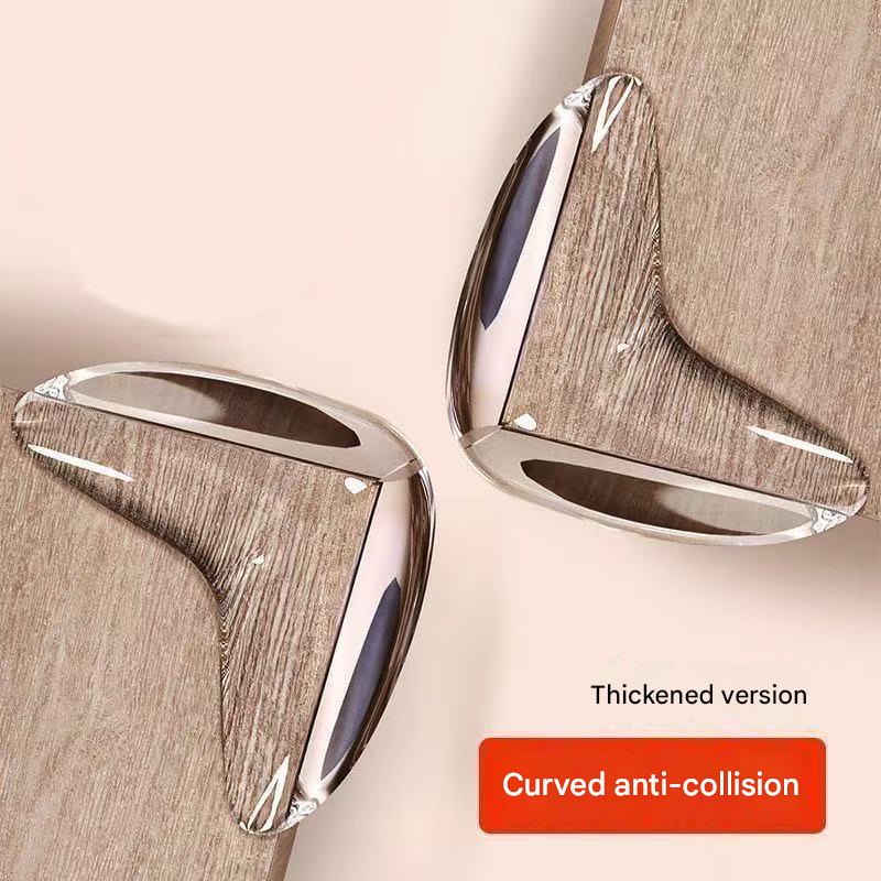 Thickened, transparent silicone corner guards for child safety—anti-collision pads to protect babies from sharp table corners.