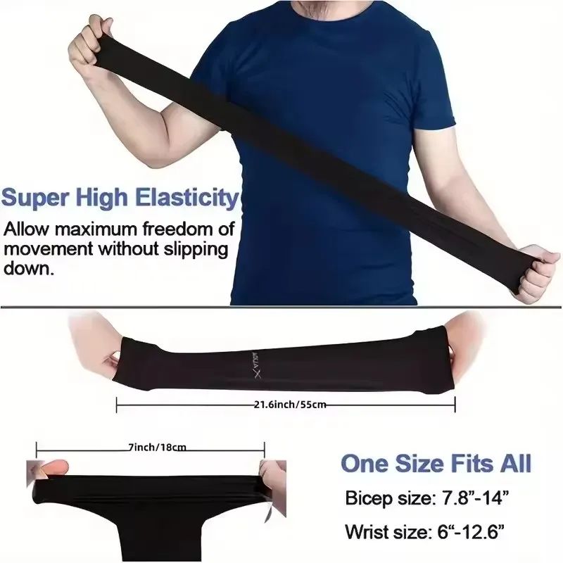 Men's Summer Sports Arm Protection UV Protection Sun Shading Ice Silk Cycling Ice Sleeves Outdoor Running Fitness Arm Cover