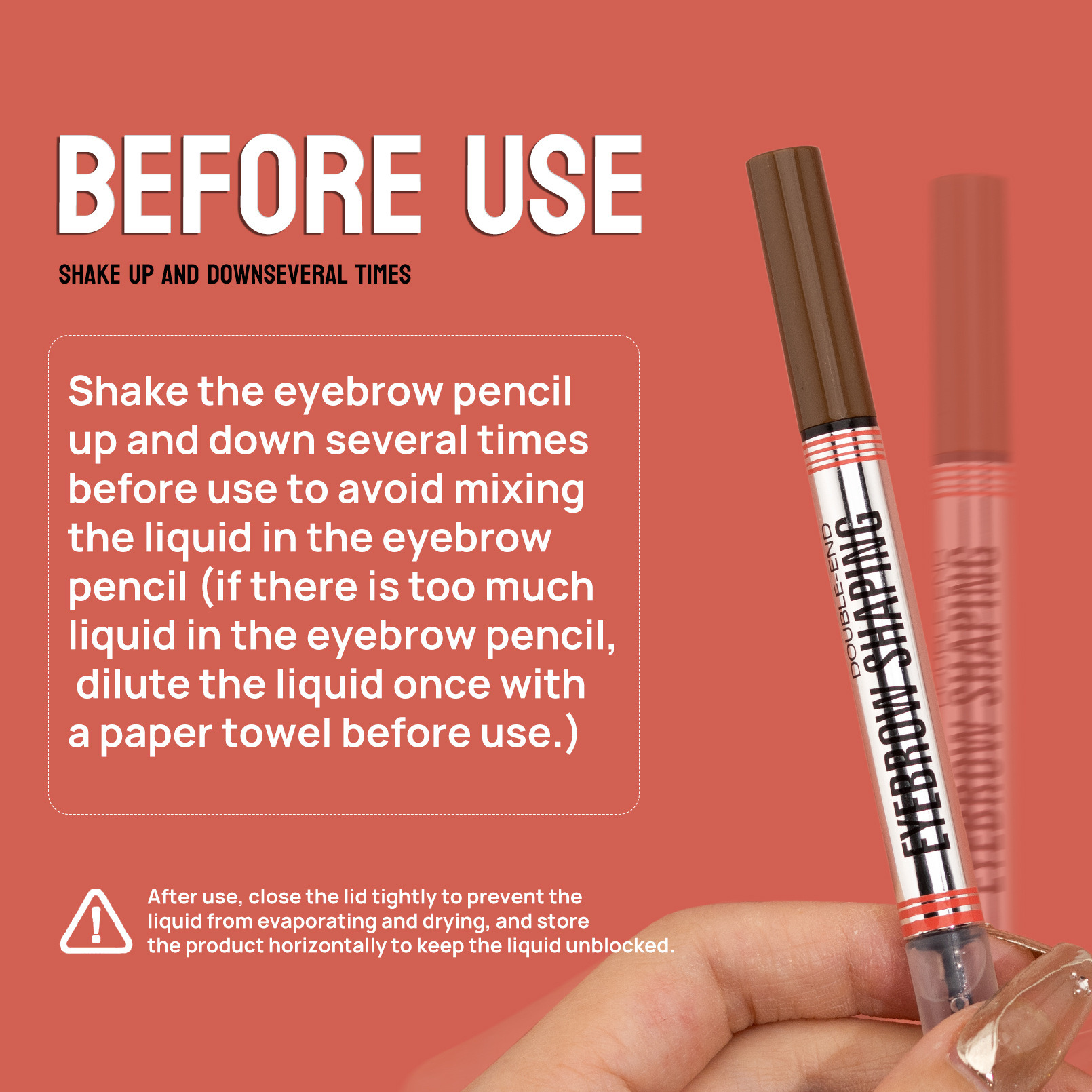 Dual-ended waterproof eyebrow pen and gel set: 4-tip liquid brow pen + brow setting gel. view 3