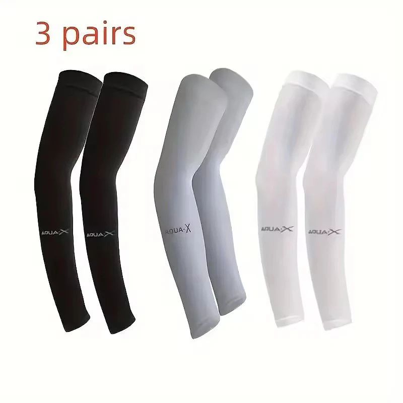 Men's Summer Sports Arm Protection UV Protection Sun Shading Ice Silk Cycling Ice Sleeves Outdoor Running Fitness Arm Cover