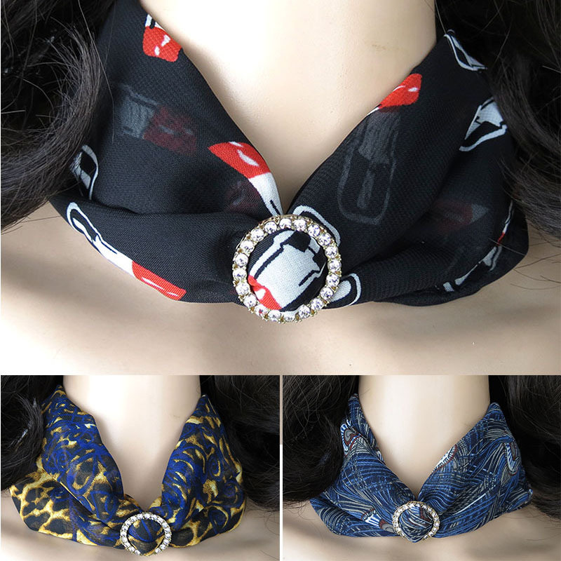 Alloy jewelry scarf printed chiffon necklace clavicle scarf