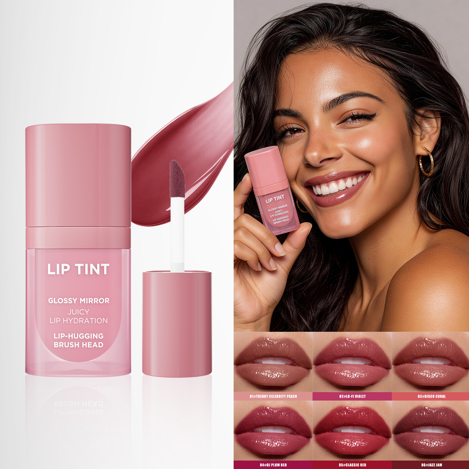 High-Shine Glossy Lip Tint – Brightening, Moisturizing, and Pigmented