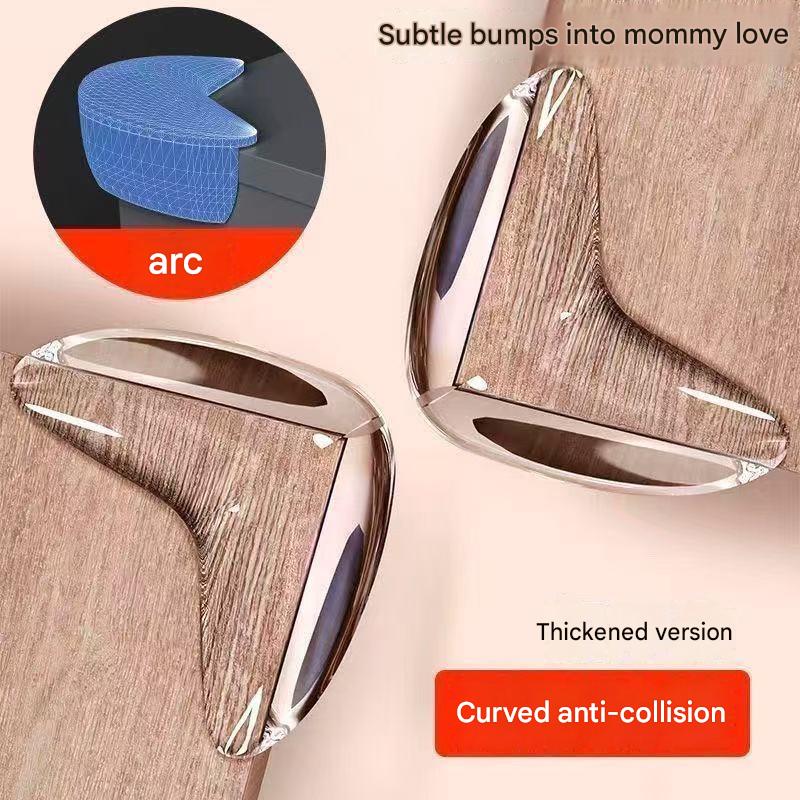 Thickened, transparent silicone corner guards for child safety—anti-collision pads to protect babies from sharp table corners.
