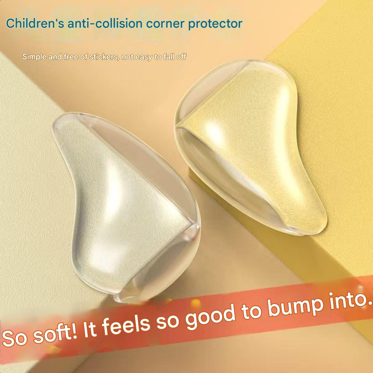 Thickened, transparent silicone corner guards for child safety—anti-collision pads to protect babies from sharp table corners.