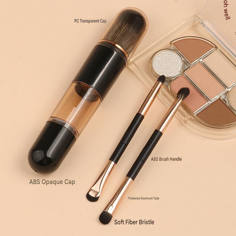 Extendable 6-in-1 Portable Makeup Brush Set with Soft Bristle for Blush, Eyeshadow, and Foundation. view 2