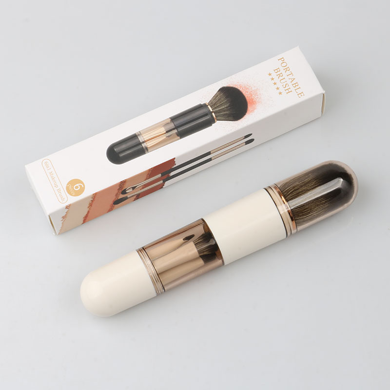 Extendable 6-in-1 Portable Makeup Brush Set with Soft Bristle for Blush, Eyeshadow, and Foundation. view 5