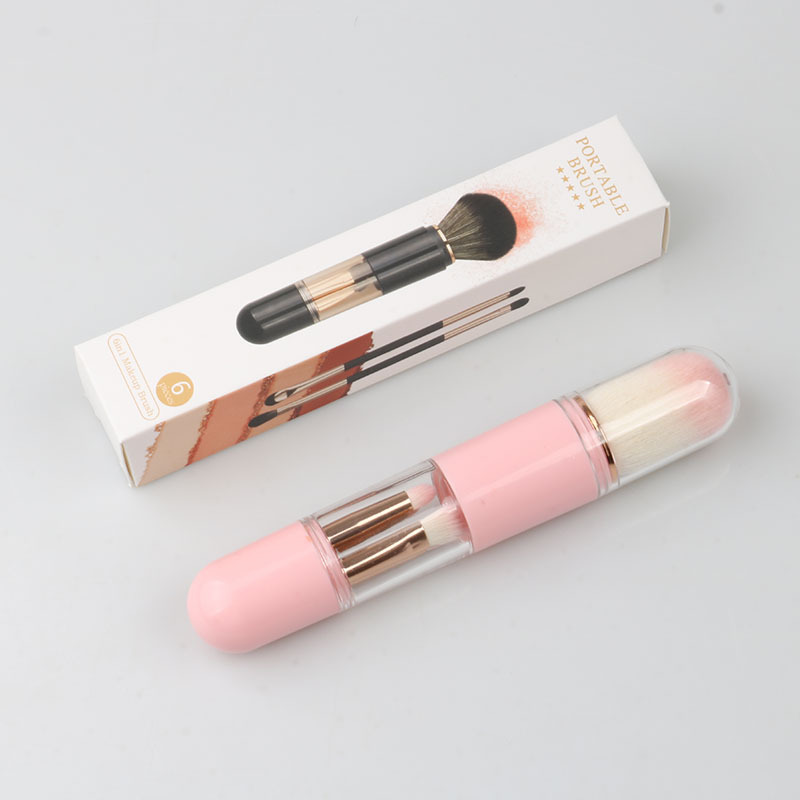 Extendable 6-in-1 Portable Makeup Brush Set with Soft Bristle for Blush, Eyeshadow, and Foundation. view 3