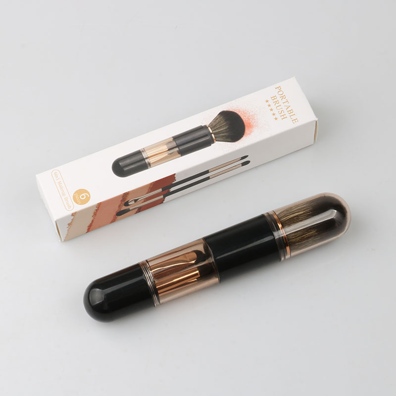 Extendable 6-in-1 Portable Makeup Brush Set with Soft Bristle for Blush, Eyeshadow, and Foundation. view 4