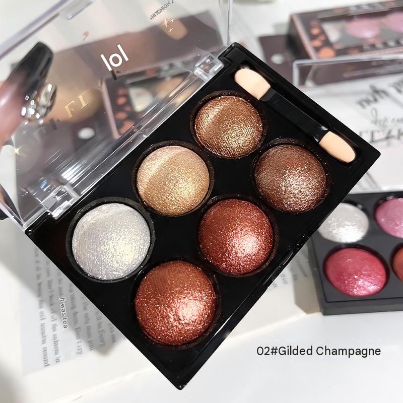 A six-color shimmery eyeshadow palette with pearlescent, fine shimmer, matte, highlighting, contouring, and blush – all in one palette! view 5