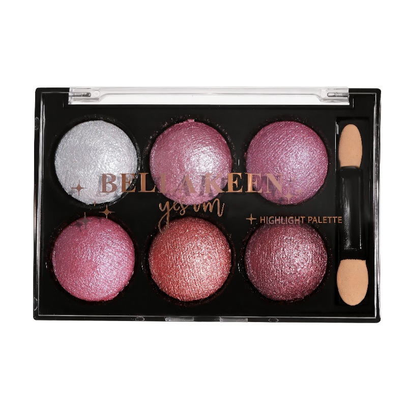 A six-color shimmery eyeshadow palette with pearlescent, fine shimmer, matte, highlighting, contouring, and blush – all in one palette! view 6