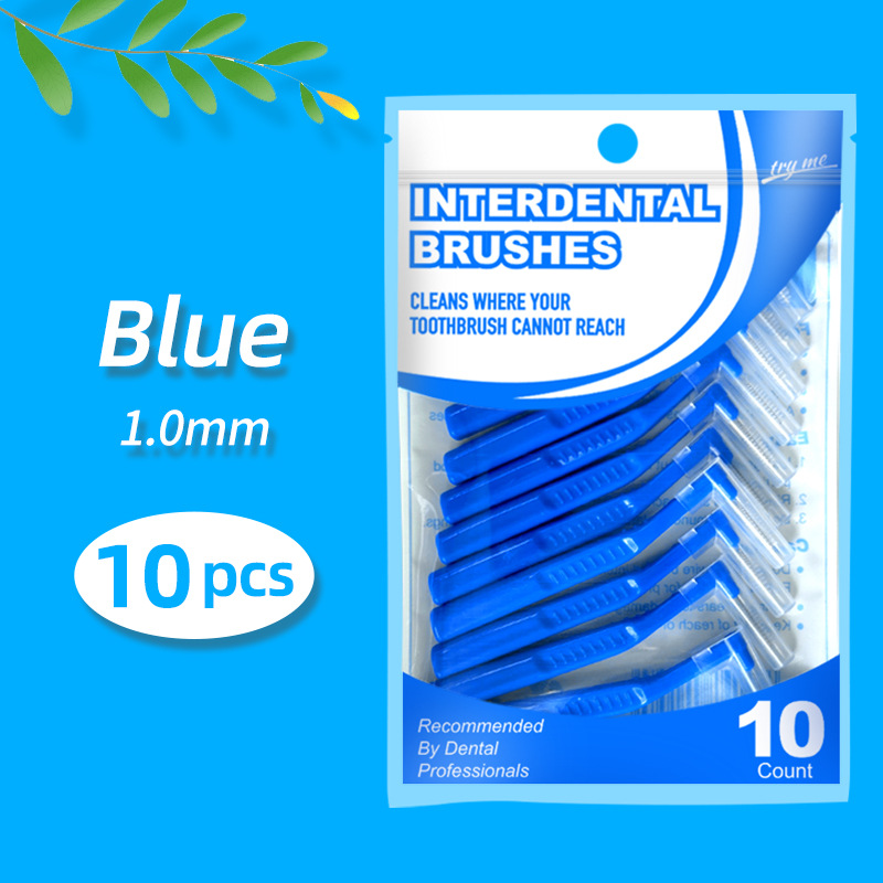 L-Shaped Interdental Brush (Pack of 10) – Wire-Bristle Brush for Cleaning Between Teeth