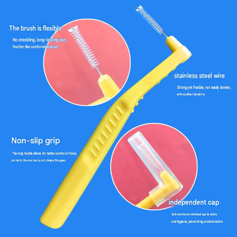 L-Shaped Interdental Brush (Pack of 10) – Wire-Bristle Brush for Cleaning Between Teeth