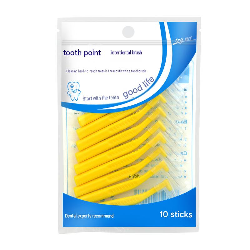 L-Shaped Interdental Brush (Pack of 10) – Wire-Bristle Brush for Cleaning Between Teeth