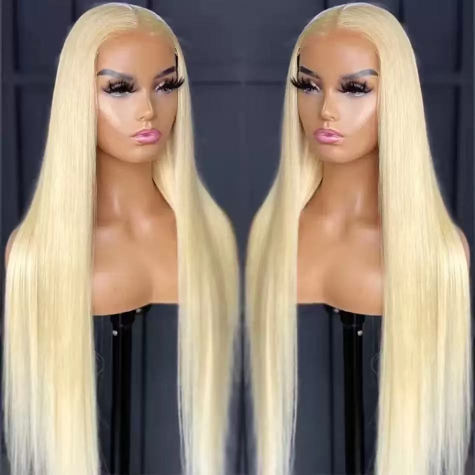 Lace Front Wig Human Hair Blonde - HD Transparent Lace Front Wigs Human Hair 180% Density Blonde Glueless Wigs Human Hair, HD Straight Lace Frontal Wigs Human Hair Pre Plucked Piano 28 inch