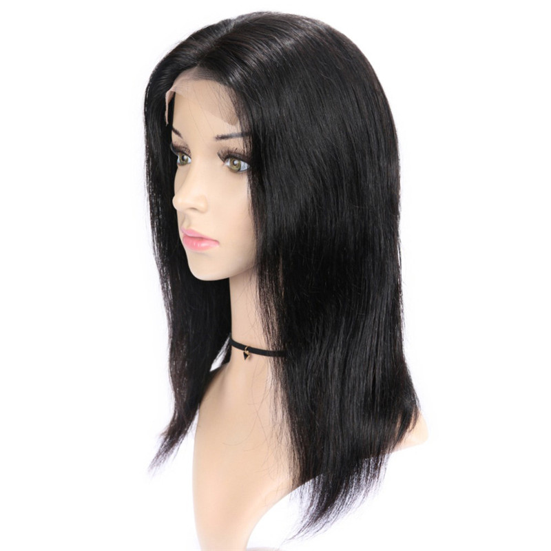 4*4inch Closure Human Hair Wigs Brazilian Straight Lace Wig Human Virgin Hair Wigs Black 8inch