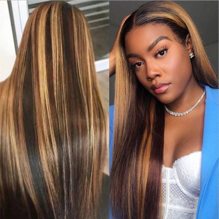 Lace Front Wig Human Hair Blonde - HD Transparent Lace Front Wigs Human Hair 180% Density Blonde Glueless Wigs Human Hair, HD Straight Lace Frontal Wigs Human Hair Pre Plucked Piano 28 inch