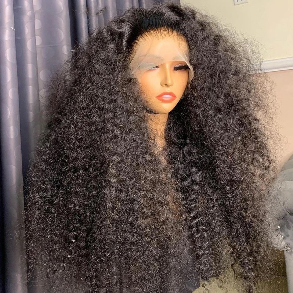 13x4 Lace Front Small Curly Wig Mixed Human Hair Full Head Wig Black 16/26 Inch Natural Curly Lace Wig for Women Daily Party Wear Affordable Hair Wig