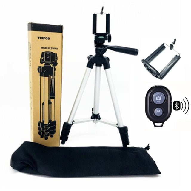 35-106cm Cell Phone Tripod for iPhone 6 7 X Andriod Phone Stand Holder Clip Set for DSLR Camera with Remote tripode para movil Black NO