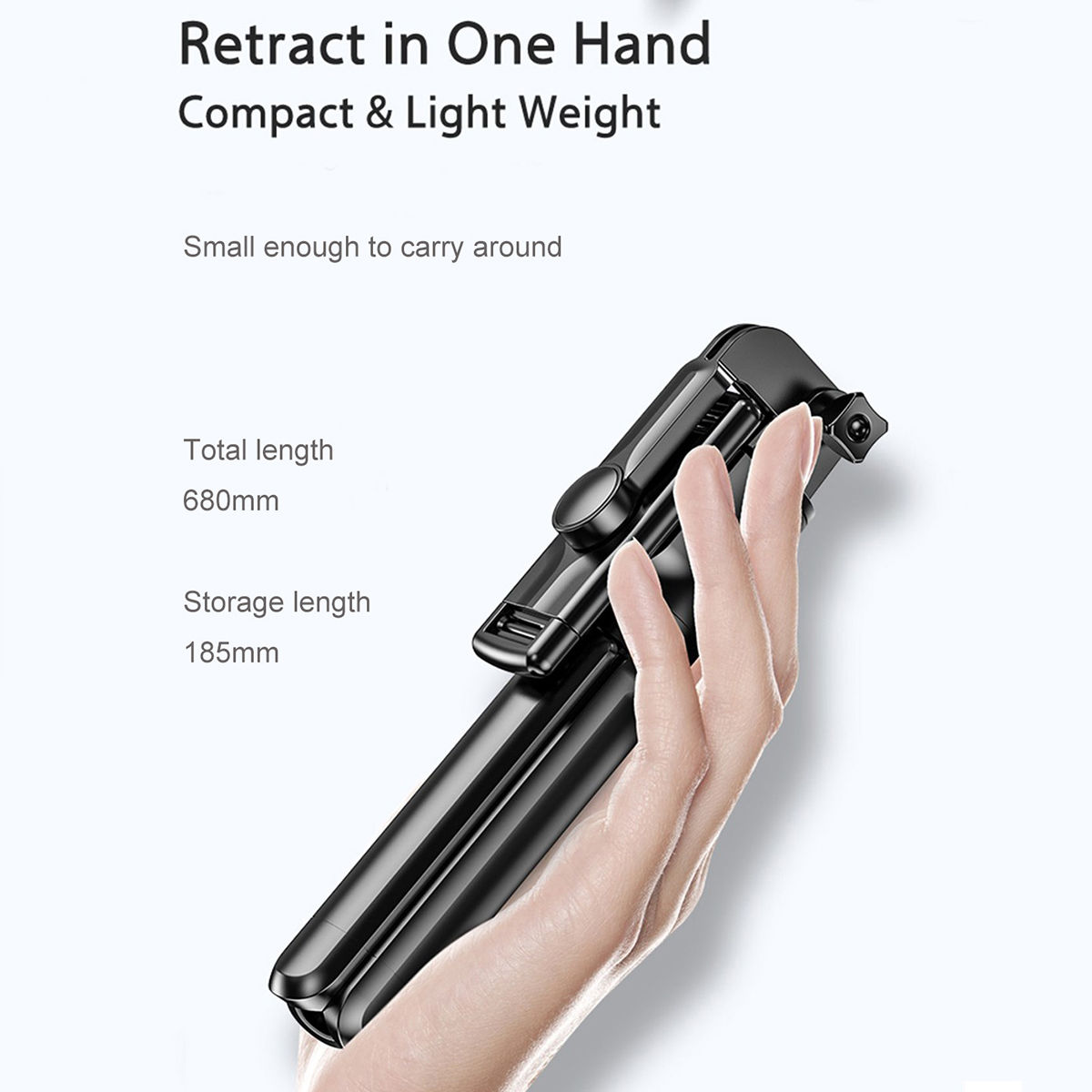 3 in 1 Integrated Monopod Tripod for Phone Portable be Folded Mini Selfie Stick Gimbal SLR Tripod Suitable Various Types of Phone Black No light/70cm