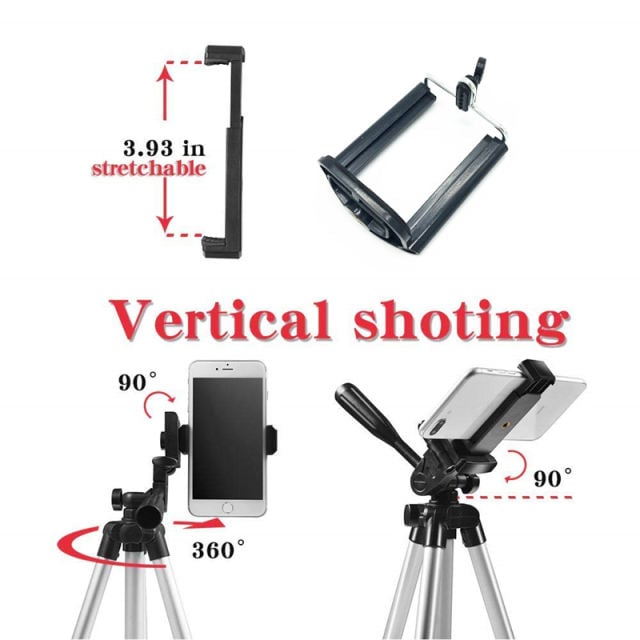 35-106cm Cell Phone Tripod for iPhone 6 7 X Andriod Phone Stand Holder Clip Set for DSLR Camera with Remote tripode para movil Black NO