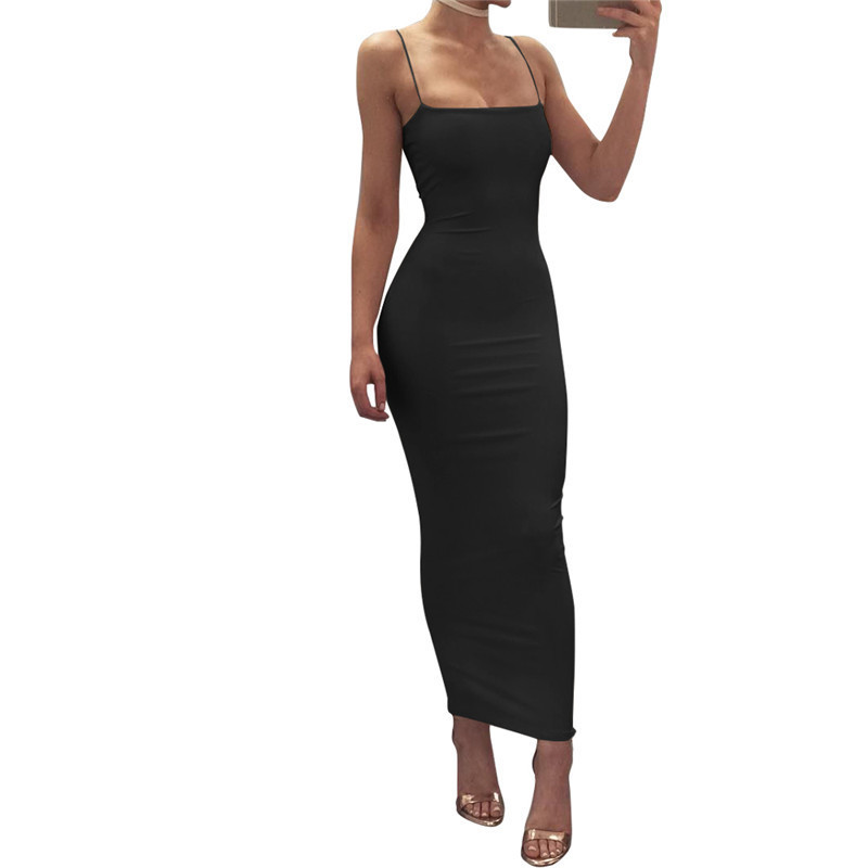 Spot European and American women's clothing ins sexy camisole temperament camisole long skirt backless slim fit dress women's summer wholesale Style_1 S