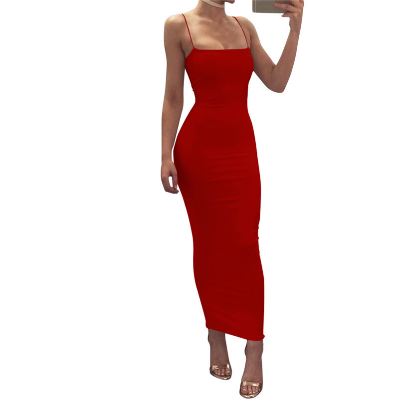 Spot European and American women's clothing ins sexy camisole temperament camisole long skirt backless slim fit dress women's summer wholesale Style_1 S