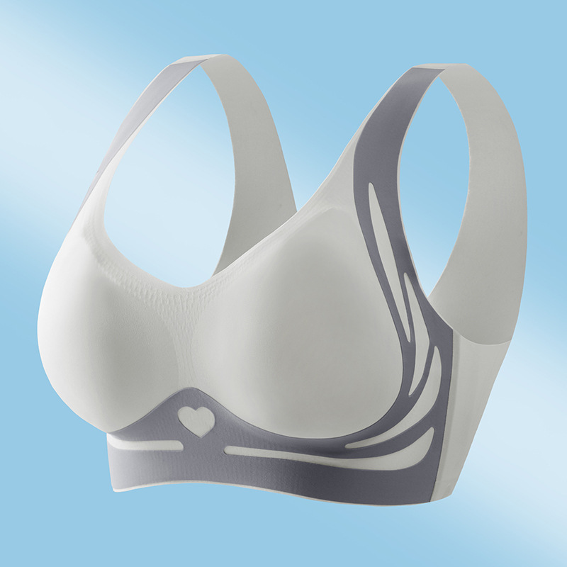 Cross border exclusive anti gravity pull up bra vest style seamless gathering without steel ring underwear collection accessory breast light luxury feeling black L (110-130 pounds)
