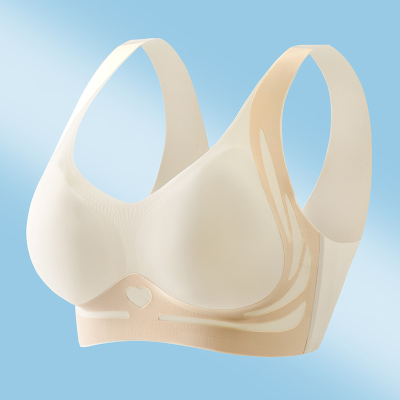 Cross border exclusive anti gravity pull up bra vest style seamless gathering without steel ring underwear collection accessory breast light luxury feeling black L (110-130 pounds)