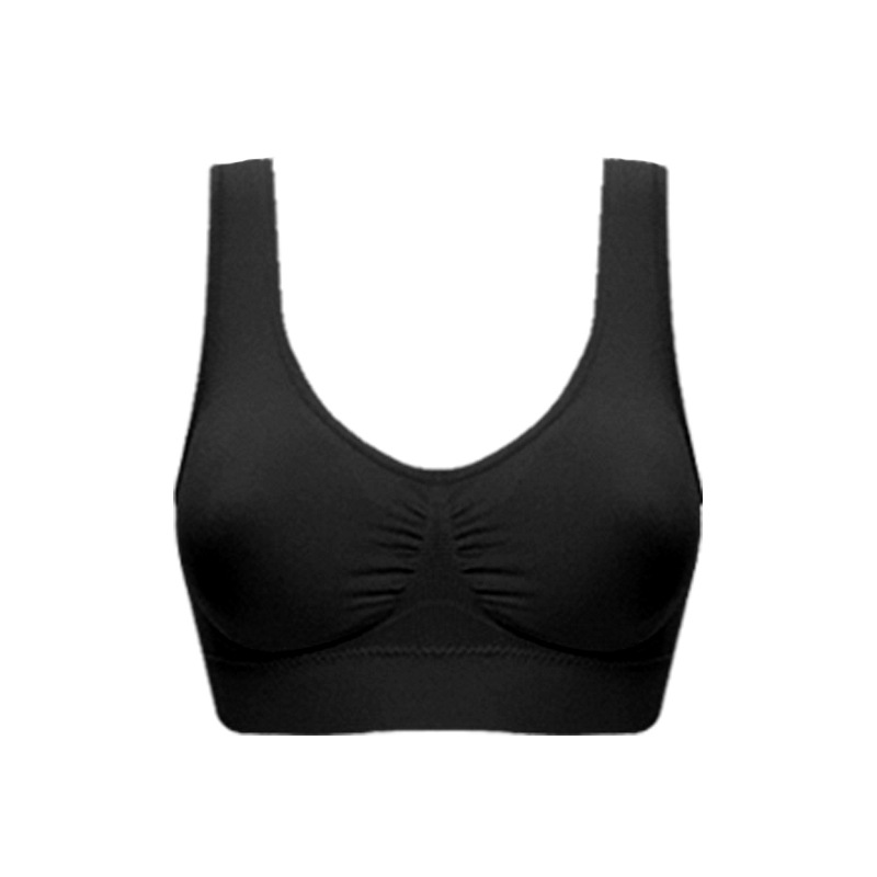 Cross border wholesale Genie Bra plus size seamless comfortable women's bra single-layer yoga sports bra vest black M