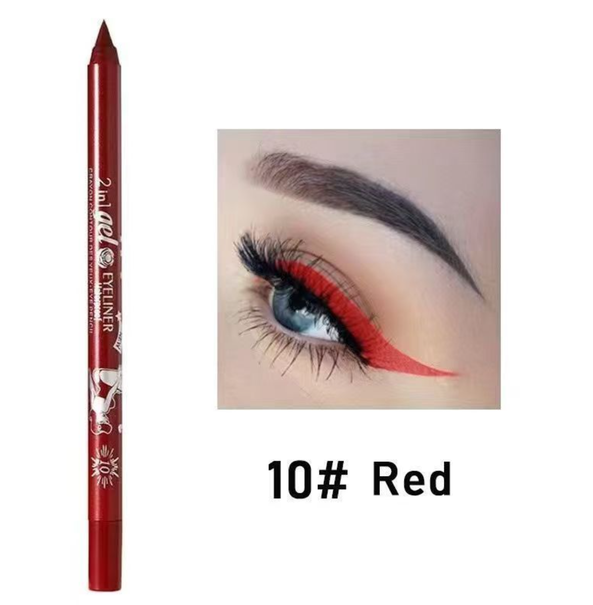 2 in 1 Eyeliner Lip Liner Gel Pencil Waterproof Long-lasting 10 colors 01#black one size view 10