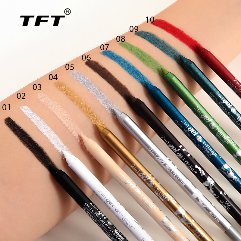 1 Waterproof Eyeliner Pigment Brown Black Glitter Eyeliner Pen Suitable For Female Fashionable Color Eye Makeup Cosmetics 01Black One size