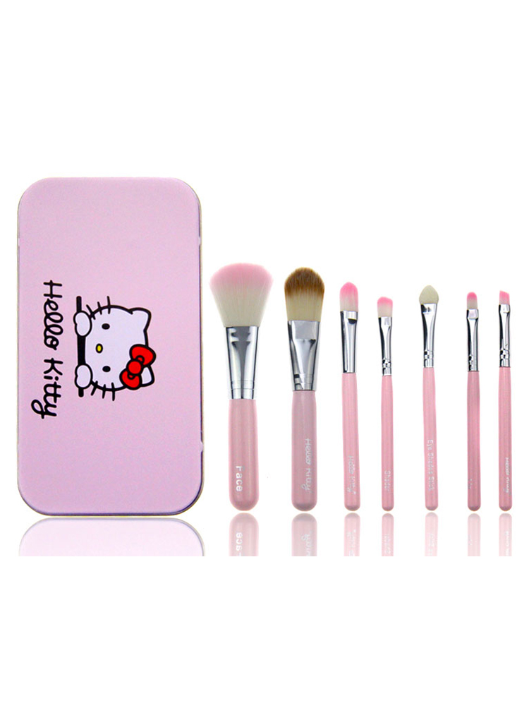 Hello Kitty cartoon 7 piece iron box make-up tool Pink One set view 3