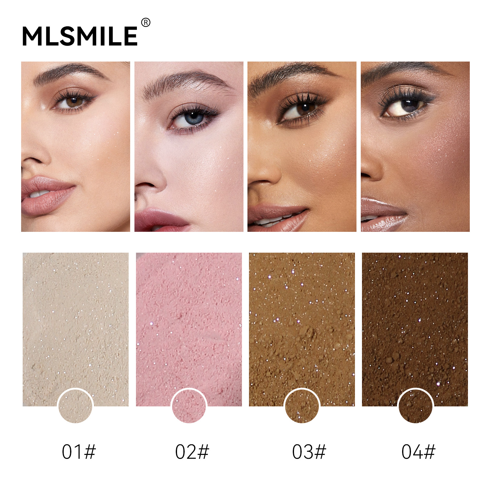 European and American popular light fog set makeup diamond powder powder pearl powder durable matte oil control waterproof powder 1# 6g