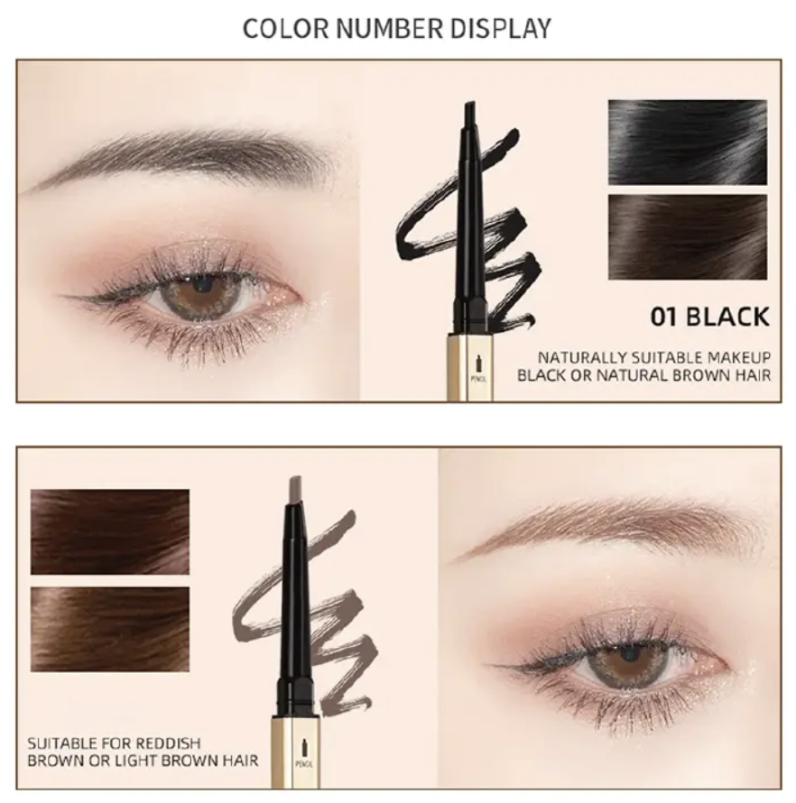 Double Head Eyebrow Pencil Super Fine Natural Long Lasting Waterproof Professional Brow Pen Eye Makeup Tattoo Eyebrow Pencil Brow Tattoo Pen Paint Makeup Eyebrows Black One size view 3