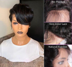Short Pixie Cut Wig Transparent Lace Human Hair Wigs For Women Straight Frontal Wig Side Part Bob Wig Short Lace Part Wigs