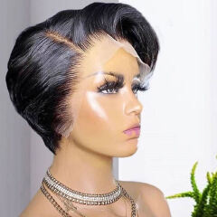 Short Pixie Cut Wig Transparent Lace Human Hair Wigs For Women Straight Frontal Wig Side Part Bob Wig Short Lace Part Wigs