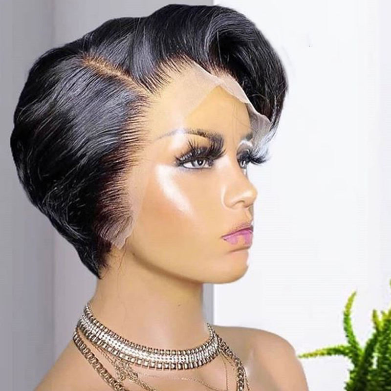 Short Pixie Cut Wig Transparent Lace Human Hair Wigs For Women Straight Frontal Wig Side Part Bob Wig Short Lace Part Wigs