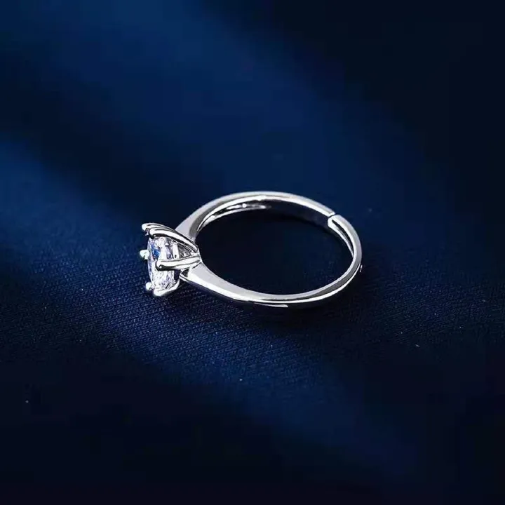 Classic Diamond Ring Jewelry Ladies Classical Wedding Engagement Ring Gift Silver adjustable Platinum Adjustable