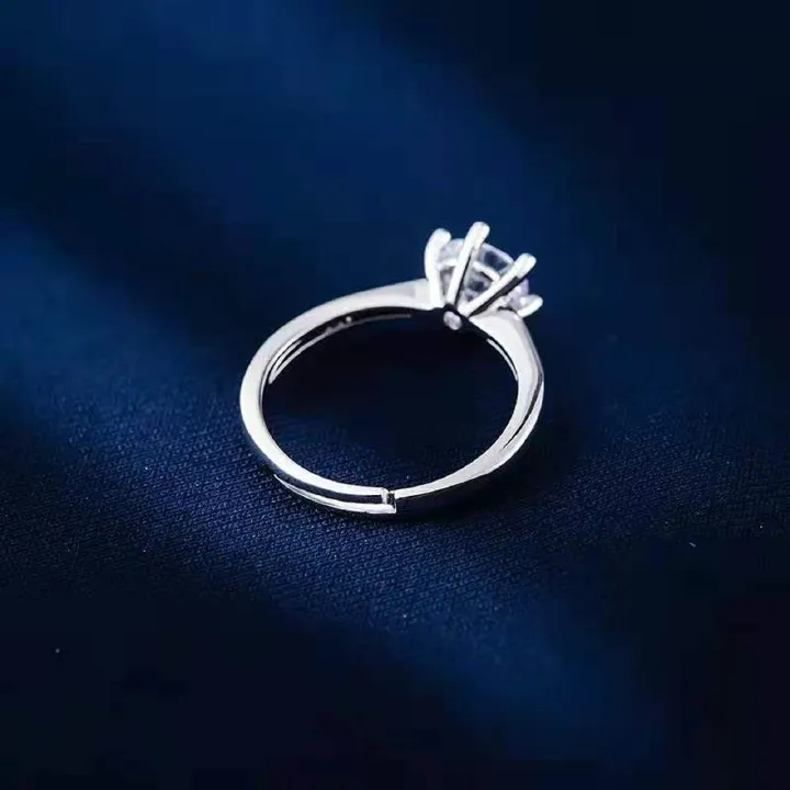 Classic Diamond Ring Jewelry Ladies Classical Wedding Engagement Ring Gift Silver adjustable Platinum Adjustable