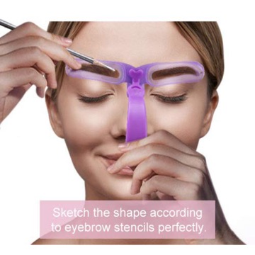 8 In 1 Reusable Eyebrow Stencil Beauty Makeup Brow Stamp Template Eyebrows Shape Set Eye Brow Makeup Tools Purple 8pcs/set view 2