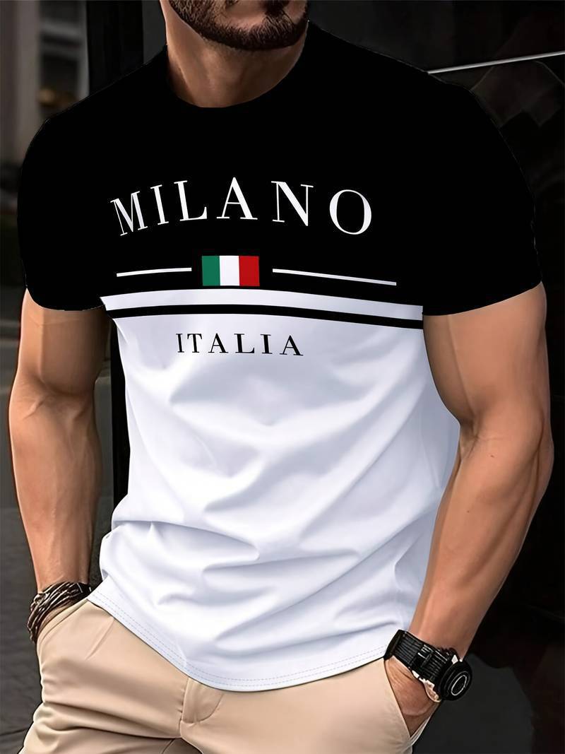 Cross border Paris letter printed men's T-shirt trendy short sleeved summer hot selling round neck top sports casual short sleeved shirt Style_1 S