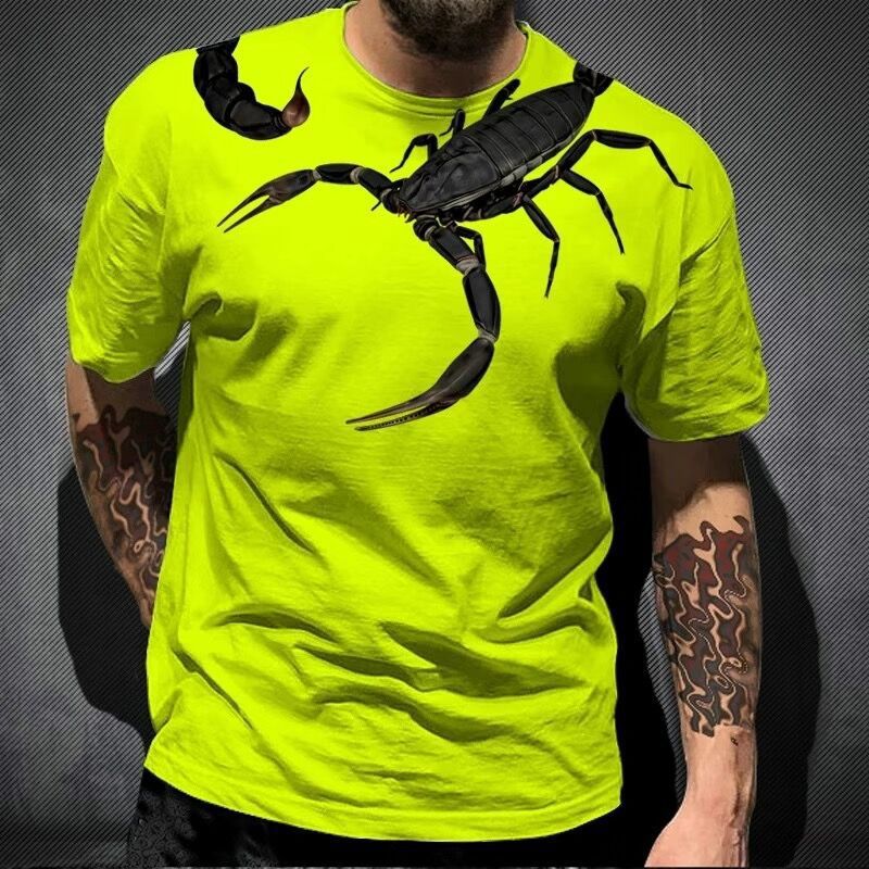 2025 AliExpress hot selling animal scorpion 3D digital printed T-shirt summer street casual round neck short sleeved top Style