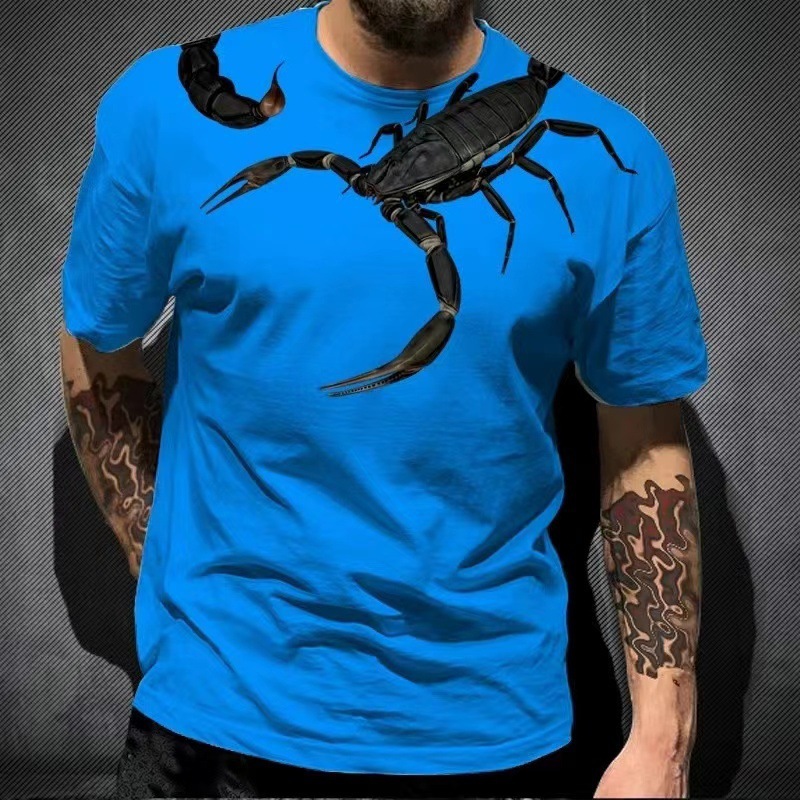 2025 AliExpress hot selling animal scorpion 3D digital printed T-shirt summer street casual round neck short sleeved top Style