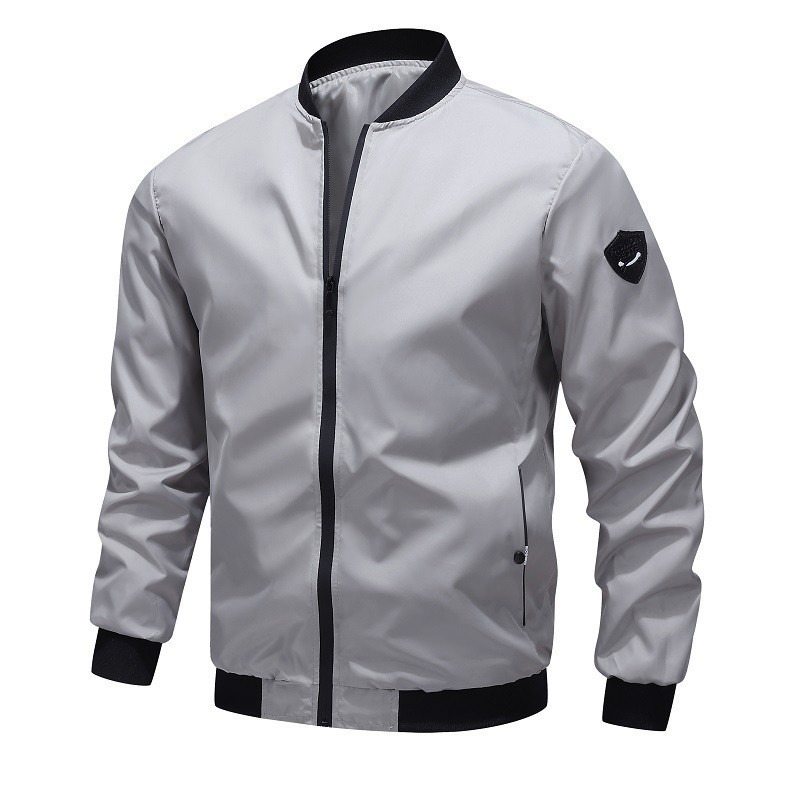 Cross border Spring and Autumn Explosive Men's Jacket Korean Edition Casual Slimming Solid Color Large Size Jacket Men's Stand up Collar Jacket in Current Batch black M
