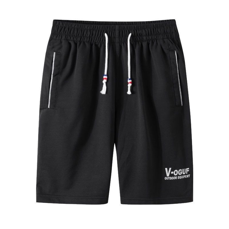 Summer men's pants, men's sports shorts, men's youth trendy workwear, cropped pants, loose casual pants, men's beach pants black XL